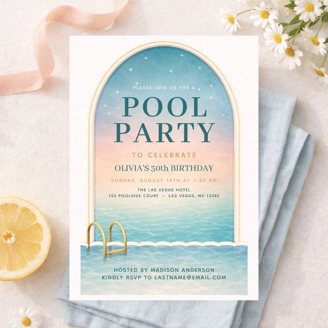 Sommarpoolparty 30-årsfirande inbjudningar (Skapare uppladdad)