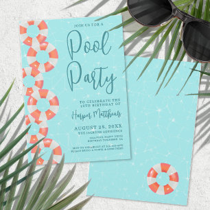 Sommarpoolparty Födelsedag Sweet 16 Inbjudningar