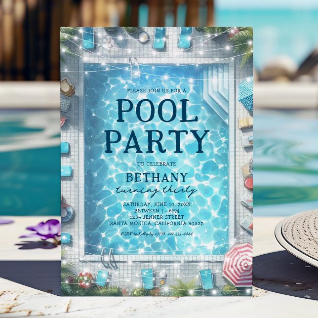 Sommarpoolparty Födelsedagsfest Inbjudningar (Skapare uppladdad)
