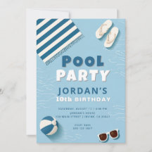 Sommarpoolparty Födelsedagsinbjudan