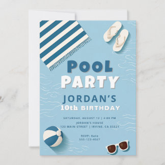 Sommarpoolparty Födelsedagsinbjudan Inbjudningar