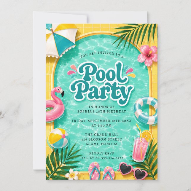 Sommarpoolparty inbjudan (Framsida)