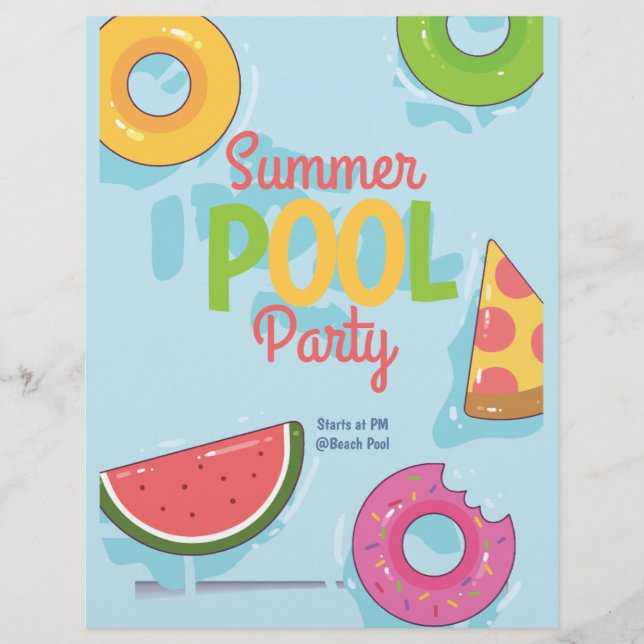 Sommarpoolparty inbjudan, Bakgårdsfest Reklamblad (Framsidan)