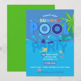 Sommarpoolparty-inbjudan när skolan är slut inbjudningar