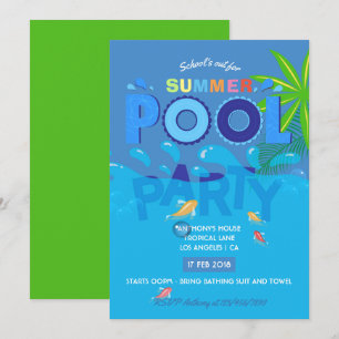 Sommarpoolparty-inbjudan när skolan är slut inbjudningar