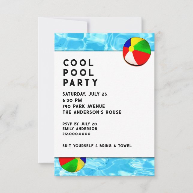 Sommarpoolparty Inbjudningar (Framsida)