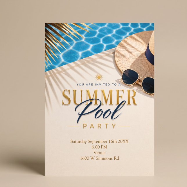 Sommarpoolparty Lyxig pooltema Inbjudningar (Skapare uppladdad)