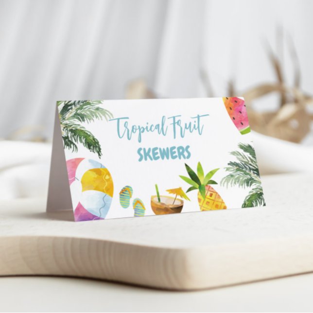 Sommarpoolparty Matetiketter Kort (Skapare uppladdad)