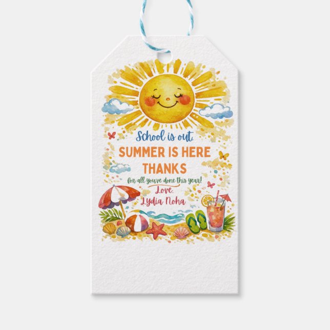 Sommarpresent till lärare Tacksamma etiketter | Sö (Framsidan)