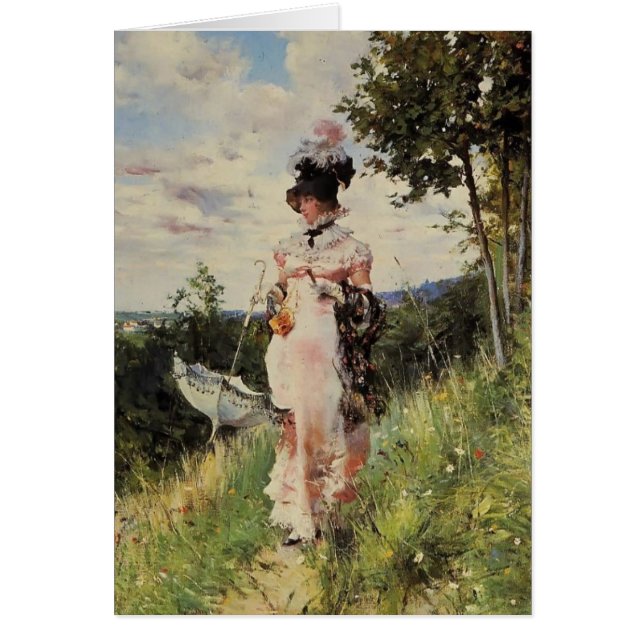 Sommarpromenaden av Giovanni Boldini Hälsningskort (Framsidan)