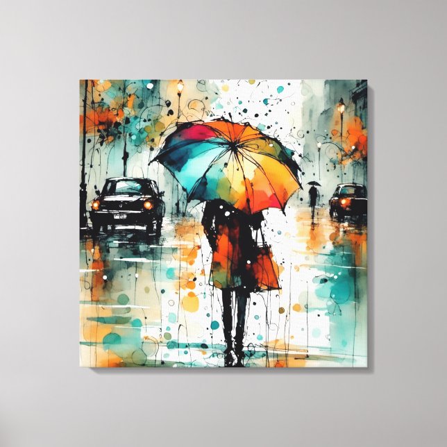 Sommarregn i stad 2 canvastryck (Framsida)