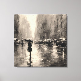 Sommarregn i staden canvastryck