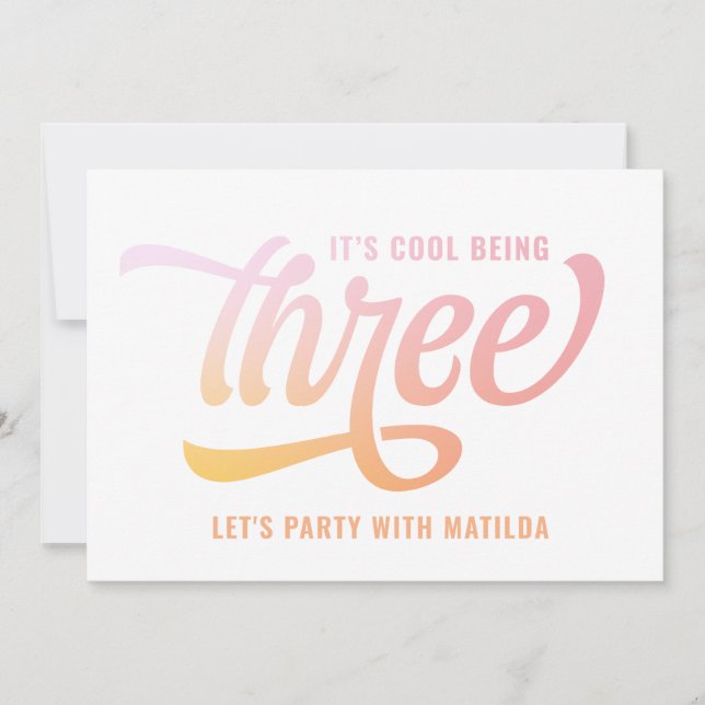 Sommarregnbåge, treårsdag party inbjudan (Framsida)