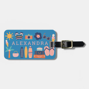 Sommarresetema Cute Blue-Personlig Bagagebricka