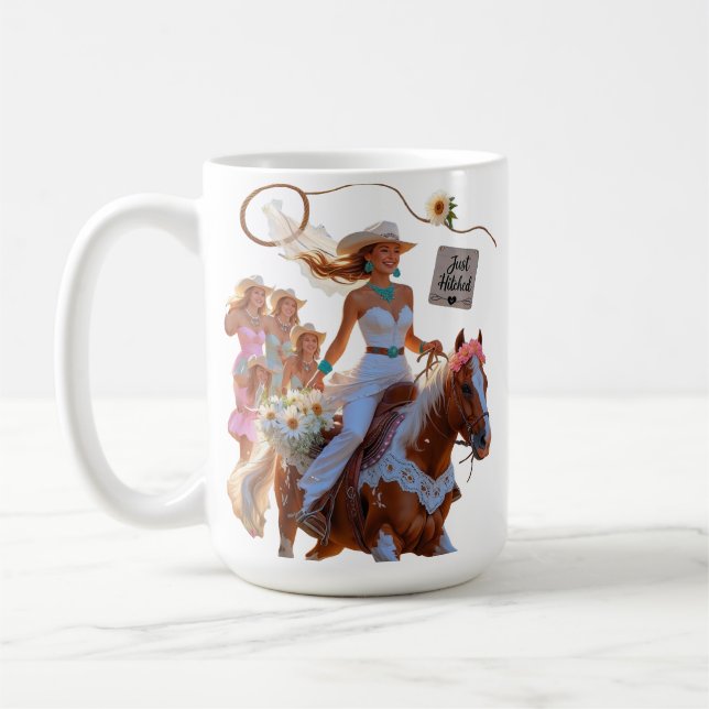 Sommarritt till evigt – Cowgirl bröllopslycka" Kaffemugg (Vänster)
