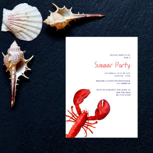 Sommarröd hummer (Sommar party) Inbjudningar