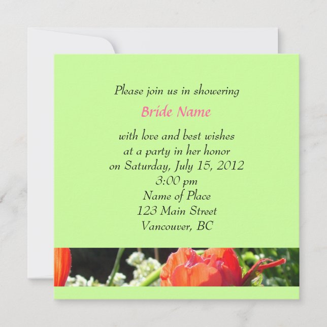 sommarrödblommor inbjudningskort för möhippa (Framsida)