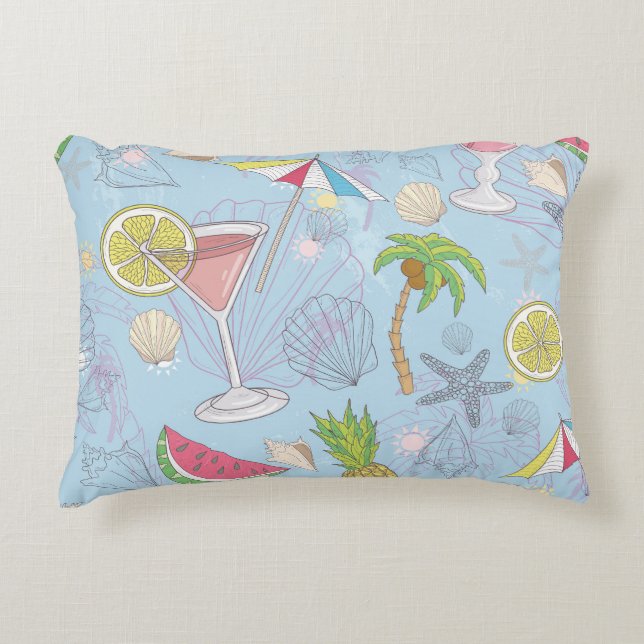 SommarRoligt, Cocktail Seamless Mönster. Prydnadskudde (Framsidan)
