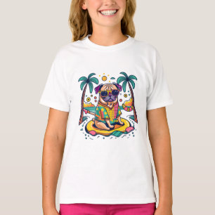 SommarRoligt med Cute Pug Hund i Bassäng T Shirt