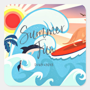 SommarRoligt, Ned Under, Australien Fyrkantigt Klistermärke