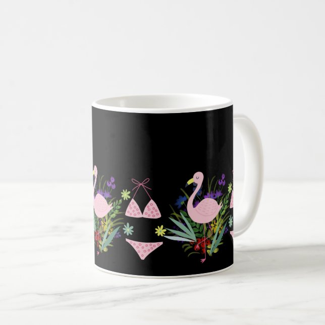 SommarRoligt: Redot Rosa Bikini Anka för Beach Kaffemugg (Framsida höger)