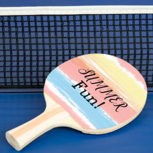 SommarRoligt Rosa Blue Gult Watercolor Rand Pingisracket