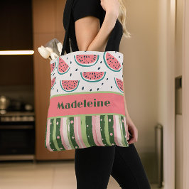 SommarRoligt Rosa Grönt Watermelon Rand Monogram Tygkasse