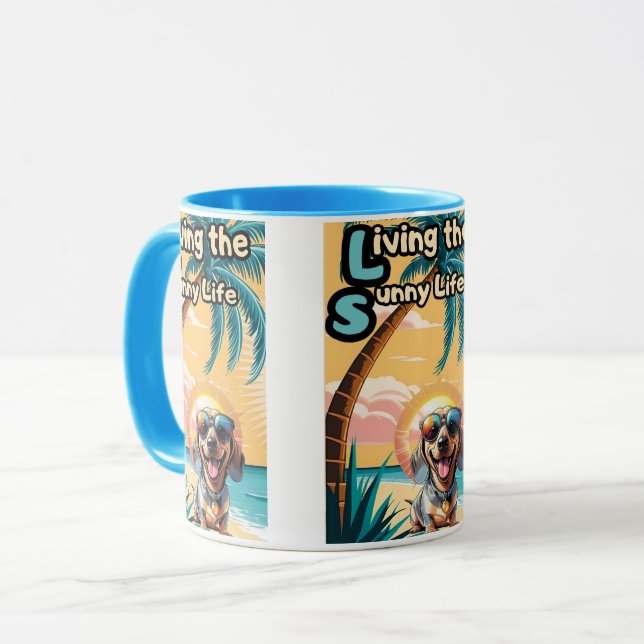 SommarRoligt: Solglasögon på en Snyggt Hund Mugg (Framsida vänster)