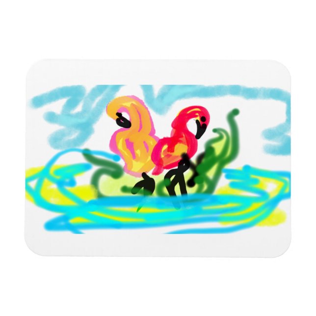 Sommarrosa flamingor underbara magnet (Horisontell)