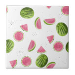 SommarRosa och Grönt Vattenmelon Sömlös Mönster Kakelplatta<br><div class="desc">En vacker vattenmelondesign för rosa och grönt i hand plockade. En söt vattenmelondesign som passar perfekt för heminredning,  personliger och party-dekor. Perfekt för alla som kärlek sommar-vattenmelon var teman för design,  hand plockade-illustrationer och söta matvattenmelonteman.</div>