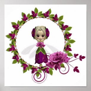Sommarrosa ros Fae Poster