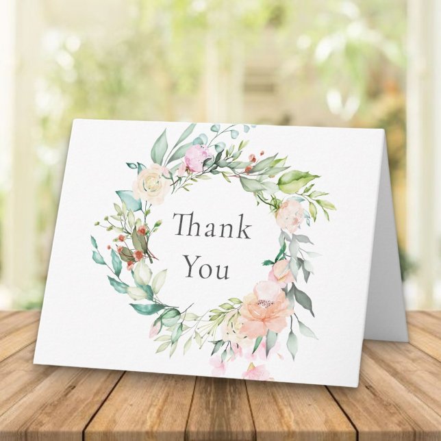 Sommarrosgarland Tack Kort (Summer Roses Garland Thank You Card)