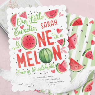 Sommarrött vattenmelon, en i melon 1:a födelsedage inbjudningar