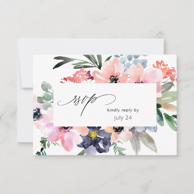 Sommars Blommig med måltids RSVP-kort OSA Kort (Framsida)