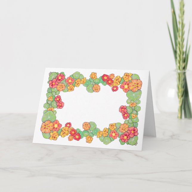 Sommars Blommig Välkomstkort Tomt Insida Tack Kort (Framsida)