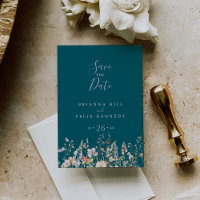 Sommars multikolor vildblomma grön Save the Date