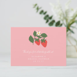 Sommars vintage rosa jordgubbs boho bröllopsdusch tack kort