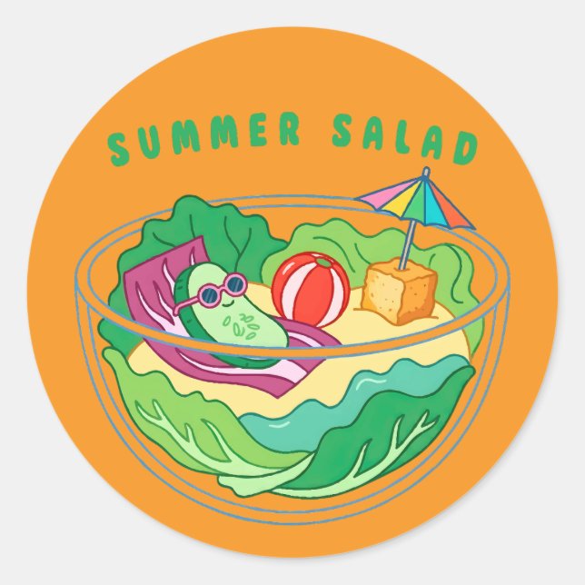 Sommarsallad Runt Klistermärke (Framsida)