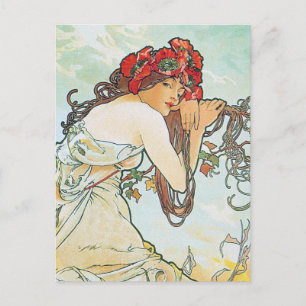 Sommarsäsongen Alphonse Mucha Fine Art Vykort