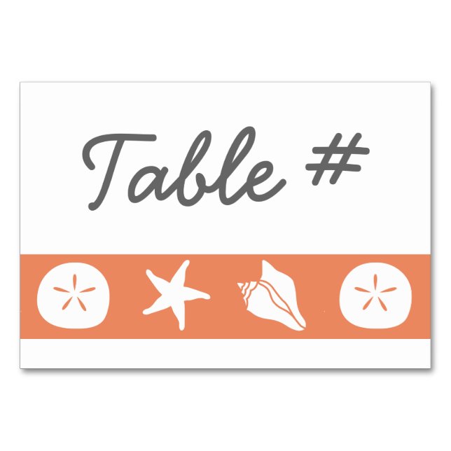 Sommarseasheller i Coral Bord Card Bordsnummer (Framsidan)