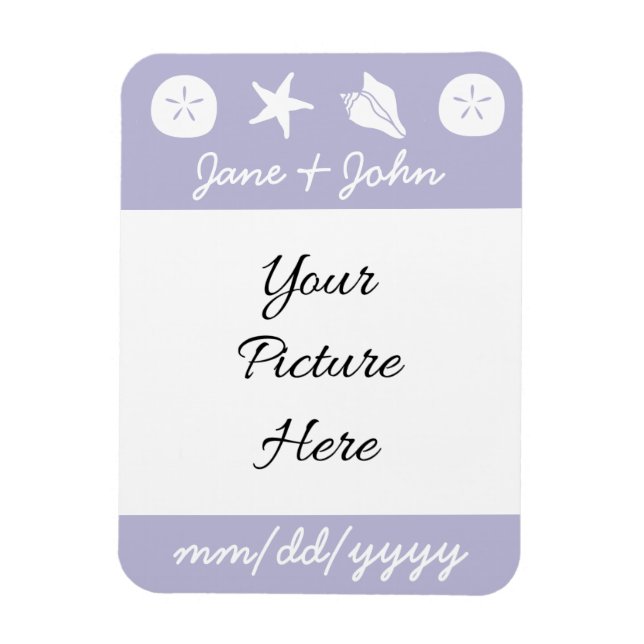 Sommarseasheller i Lavender Spara-the-Date Magnet (Vertikal)