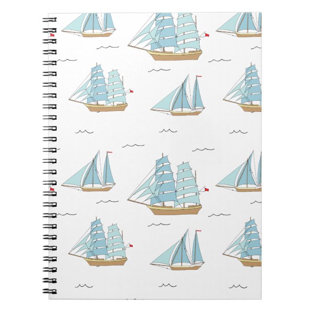 Sommarseatime Cute yachts med segel Anteckningsbok (Framsidan)