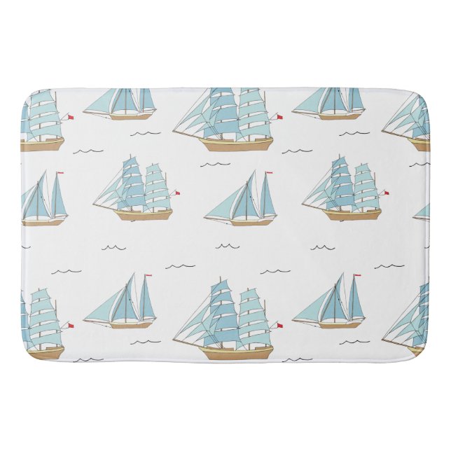 Sommarseatime Cute yachts med segel Badrumsmatta (Framsidan)