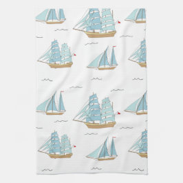 Sommarseatime Cute yachts med segel Kökshandduk