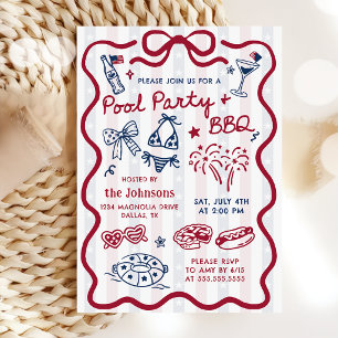 Sommarsemester 4 juli grillfest & poolparty inbjud inbjudningar