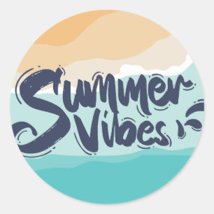 sommarsemester färgglad vintage strand runt klistermärke