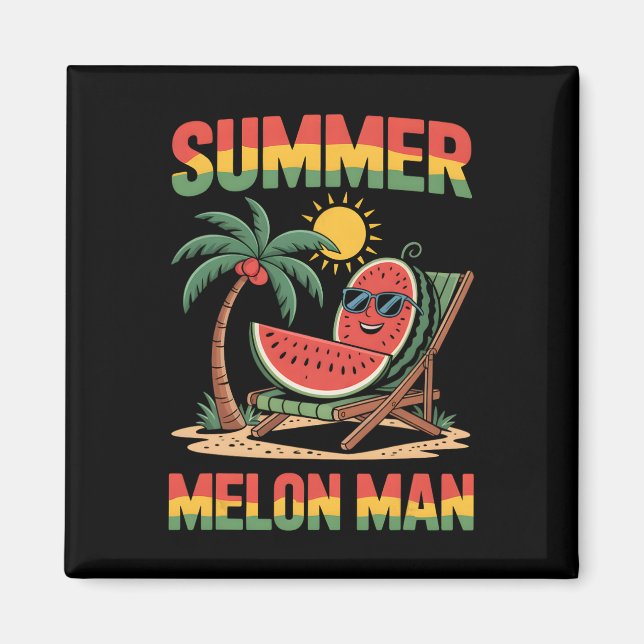 Sommarsemester Ferie Vattenmelon Strand Däck Chai Magnet (Framsidan)
