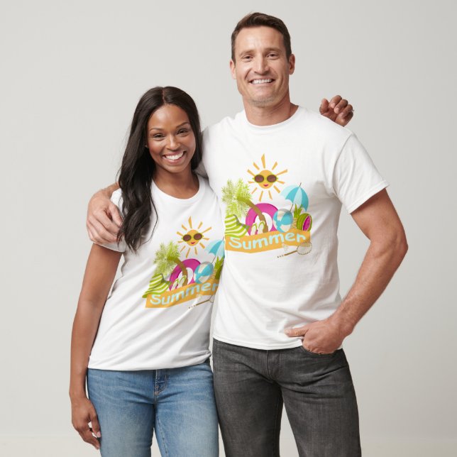 Sommarsemester leende sol i solglasögon T- T Shirt (Unisex)