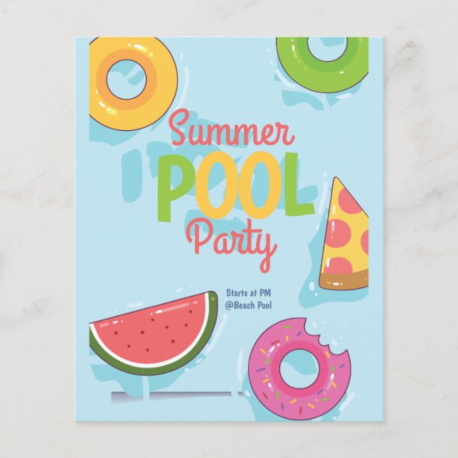 Sommarsemester Pool Party Inbjudan, Bakgårdsfest Flygblad (Framsidan)