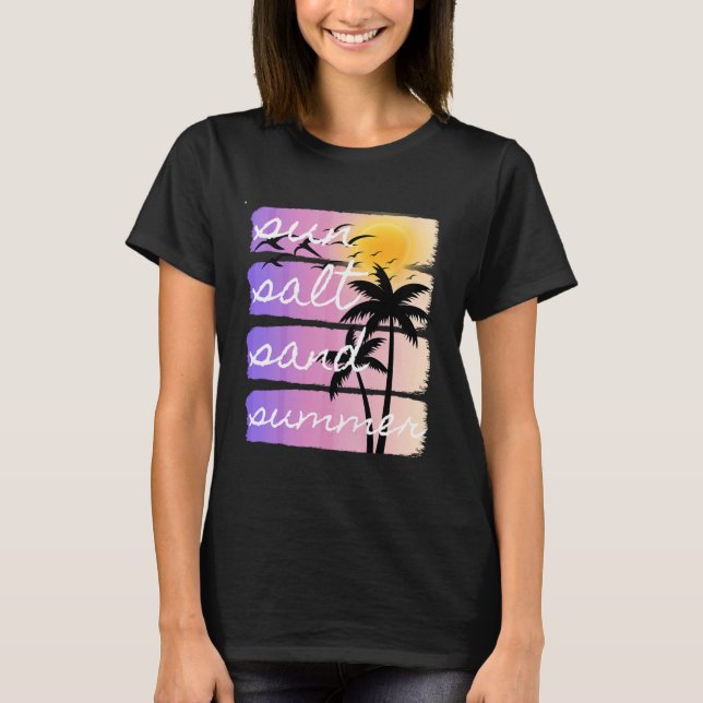 Sommarsemester Salt Sol Sand Solnedgång Kryssning  T Shirt (Framsida)